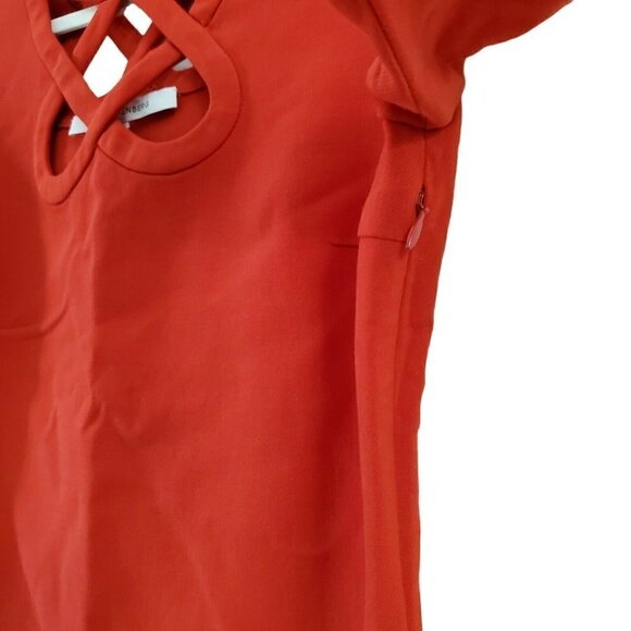 Diane von Furstenberg Carmen Dress 0 Poppy Red Sheath Cut-out‎ Neck DVF Cocktail - Picture 6 of 11